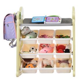 Kids Toy Storage Organizer with 9 Bins, Multi-functional Nursery Furniture Set