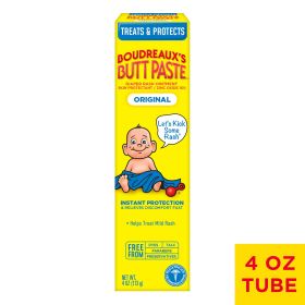 Boudreaux's Butt Paste Original Diaper Rash Cream, Ointment for Baby, 4 oz Tube