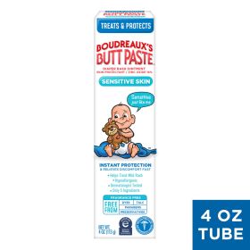 Boudreaux's Butt Paste for Sensitive Skin Diaper Rash Cream, Ointment for Baby, 4 oz Tube