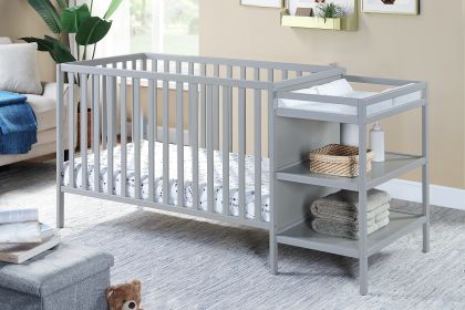 Palmer 3-in-1 Convertible Crib and Changer Combo Gray