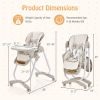 Folding Baby Dining High Chair with Adjustable Height and Recline