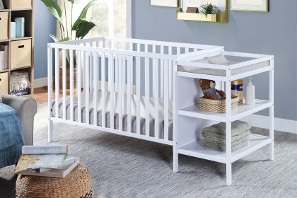 Palmer 3-in-1 Convertible Crib and Changer Combo White