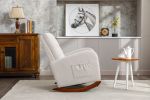 High Back Rocking Chair Nursery Chair .Comfortable Rocker Fabric Padded Seat .Modern High Back Armchair