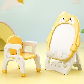 Children's indoor Cartoon Yellow Penguin and Magnetic Graffiti Board: Scaffolding Whiteboard, Learning table and chair set.