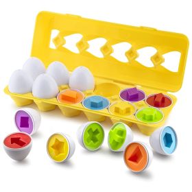 12pcs Matching Eggs Set Easter Egg - Color & Shape Recognition Sorter Skills Toys For Toddlers; Early Learning Educational Fine Motor Skill Montessori