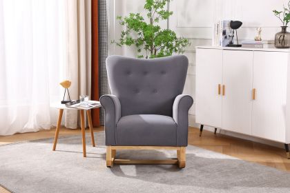 Modern Rocking Chair, Upholstered Accent Chair for Nursery, Playroom, Bedroom and Living Room, Small Contemporary Rocker, Kids Cushioned Arm Chair