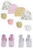 Baby Girls Caps, Booties and Mittens (Pack of 10)