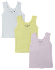 Girls Pastel Tank Top 3 Pack (Color: Pink/Yellow/White, size: large)