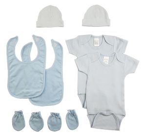 Blue 4 Piece Baby Clothes Set (Color: Blue/White, size: Newborn)