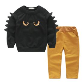 Casual Children Cartoon Long Sleeve Sweater Little Kids' Track Pants (Option: Black-80cm)