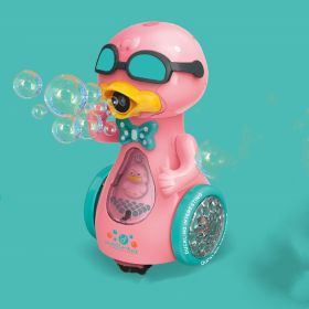 Electric Cartoon Bubble Toy Universal Wheel With Light And Sound Effect Children's Outdoor Indoor Parent-child Toy Gift (Option: Pink duck)