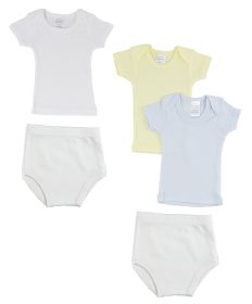 Infant Boys T-Shirts and Training Pants (Color: White/Blue, size: Newborn)