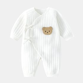 Three-layer Baby Warm Romper Baby Jumpsuit (Option: Rompers White Bear Bear Warm-52cm)