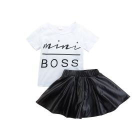 Young And Little Girls Short Sleeve Suit Cute Style Two-piece Set (Option: White-80cm)