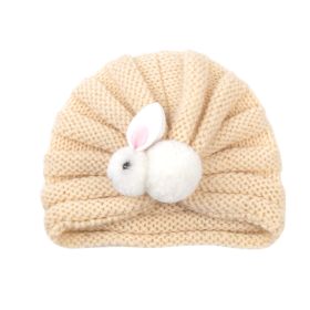 Autumn And Winter Baby Girl Wool Knitted Hat (Option: Milky White Rabbit)