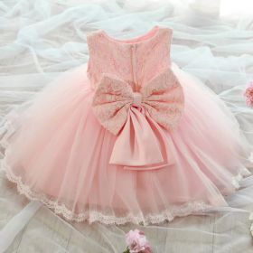 Girl's Summer Princess Dress (Option: Pink Sleeveless-80cm)