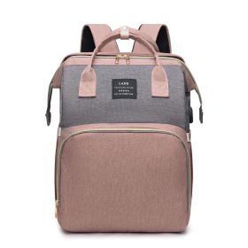 New Mummy Baby Crib Backpack Large Capacity Out Milk Insulated Bag Women (Option: Pink Gray Send Toys)