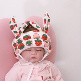 Infant Toddler Head Protection Anti-Fall Cap (Option: Rabbit Ear Strawberry-Velcro Adjustment)