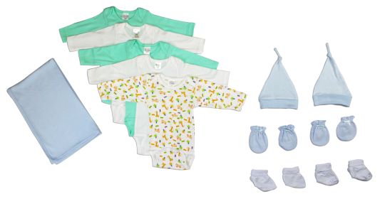 Newborn Baby Boys 12 Pc Layette Baby Shower Gift Set (Color: White/Blue, size: Newborn)