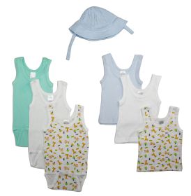 Boys Summer 7 Piece Layette Set (Color: White/Blue, size: Newborn)