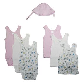 Girls Summer 7 Piece Layette Set (Color: White/Pink, size: Newborn)