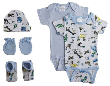 Newborn Baby Boys 5 Pc Layette Baby Shower Gift Set (Color: White/Blue, size: Newborn)