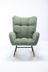 Rocking Chair, Soft Teddy Velvet Fabric Rocking Chair for Nursery (Color: Green)