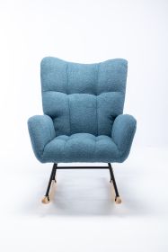 Rocking Chair, Soft Teddy Velvet Fabric Rocking Chair for Nursery (Color: Blue)