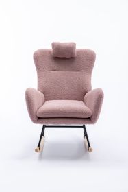 35.5 inch Rocking Chair, Soft Teddy Velvet Fabric Rocking Chair for Nursery (Material: Teddy Velvet, Color: Pink)