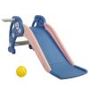 3 in 1 Kids Climber and Slide, Toddler Play Set with Basketball Hoop and Ball, Indoor Outdoor Freestanding Slide for Preschool Boys Girls XH