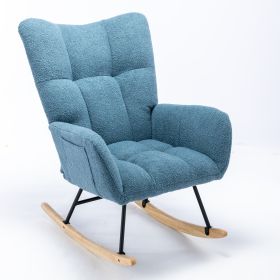 Rocking Chair with Pocket, Soft Teddy Fabric Rocking Chair for Nursery (Color: as Pic)