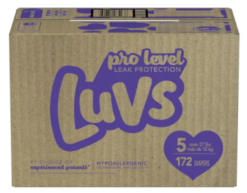 Luvs Pro Level Advanced Leak Protection Wetness Indicator Overnight Diapers - Size 5, 172 Count (Brand: Luvs)