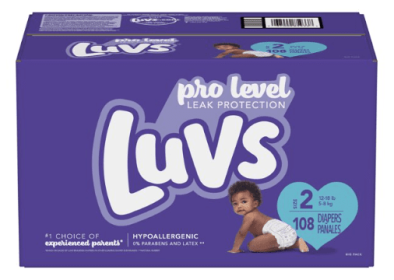 Luvs Pro Level Overnight Soft Wetness Indicator Diapers - Size 2, 108 Count (Brand: Luvs)