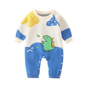 Cute Dinosaur Printed Long Sleeve Unisex Clothes Jumpsuit for Baby One-Piece Romper (Option: Apricot-59cm)