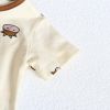 Baby Girl Cartoon Sheep Round-Collar Short-Sleeved Onesie Combo Hat In Summer