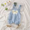 Baby Printed Pattern Light Blue Denim Short Crotch Overalls