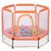 55' Toddlers Trampoline with Safety Enclosure Net and Balls, Indoor Outdoor Mini Trampoline for Kids