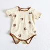 Baby Girl Cartoon Sheep Round-Collar Short-Sleeved Onesie Combo Hat In Summer