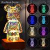 3D Fireworks Bear Night Light RGB Led 7 Color Luminarias Projection Lamp Romantic Gift Bedroom Decor Home Kawaii Desk Decoration