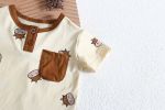 Baby Girl Cartoon Sheep Round-Collar Short-Sleeved Onesie Combo Hat In Summer