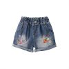 Baby Girl Embroidered Graphic Demin Blue Shorts