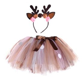 Girl Deer Bubble Skirt (Option: Pink Pettiskirt Headband-XS)