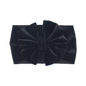 Headband Oversized Gold Velvet Bow (Color: Black)