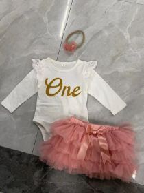 Baby Girl's One Year Birthday Long Sleeve Skirt Outfit (Option: White-80cm)