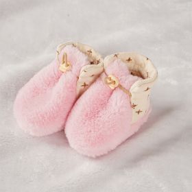 Baby Furry Children's Soft Sole Adjustable Floor Shoes (Option: Pink-M)