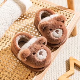 Animal Faces Children's Cotton Shoes Cute And Warm (Option: JS001 Brown Bear-24to25)