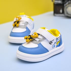 Children's Sneakers Baby Toddler Boys And Girls Leather Surface Baby Shoes (Option: Cady B10 Blue-Size 19 125cm)